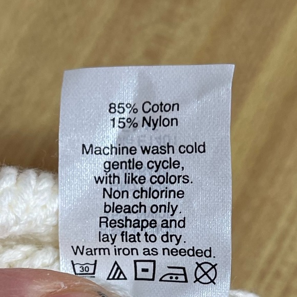 J. Crew Cotton blend Ivory crew neck Cable knit pullover sweater women’s size L - Picture 15 of 15